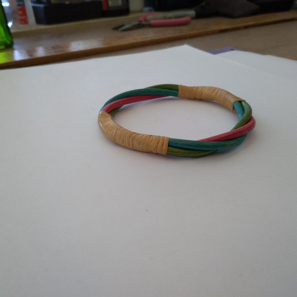 Green Red And Blue Wicker Bracelet 3.5